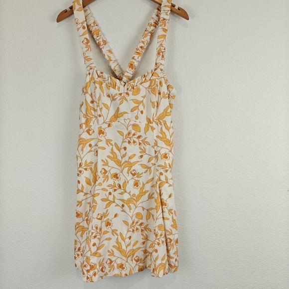 Maeve Anthropologie Nwot Sweetheart Cotton Leaf Floral A-line Mini Dress Sz M - Picture 2 of 16